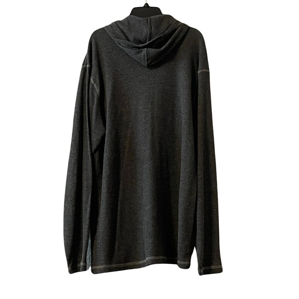 NWT Solaris Men's Waffle Knit Thermal Hoodie in Gray Sz. L - Picture 3 of 4